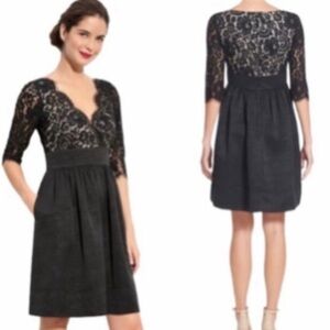 Eliza J Black Lace & Faille Party Cocktail Dress, Size 8, Excellent Condition!